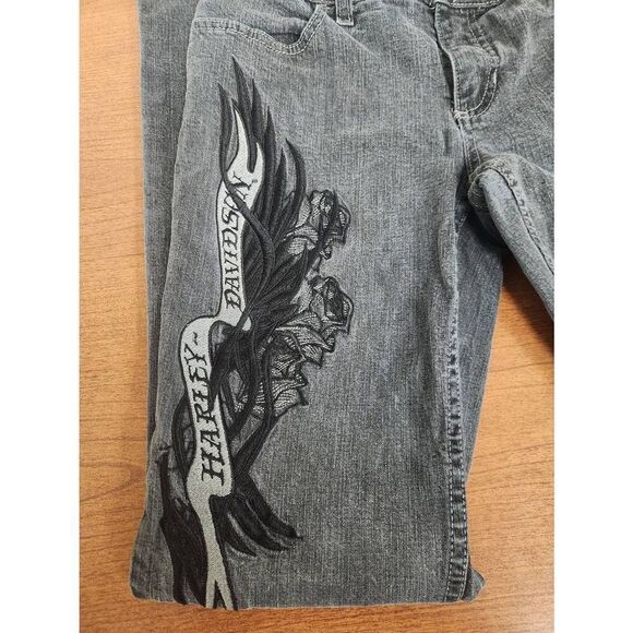 Harley-Davidson grey jeans size 2 with Embroidery - Picture 2 of 5
